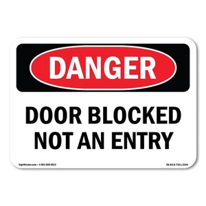 Door Blocked Not An Entry ANSI Danger Sign Metal Plastic Decal - Picture 1 of 5