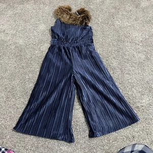 Janie and Jack Faux Fur Collar Velvet Jumpsuit size 5 NWOT - Picture 1 of 6