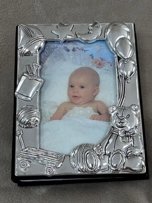 Vintage Godinger Silver Plated 4"x6" Wedding Gift Baby Book Album Art - Image 1 of 4