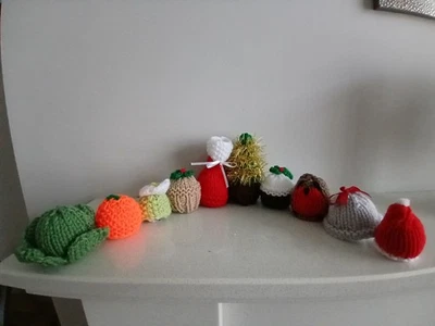 4 Hand Knitted Christmas Covers for Ferrero Rocher or Similar Chocolates - Image 1 of 4