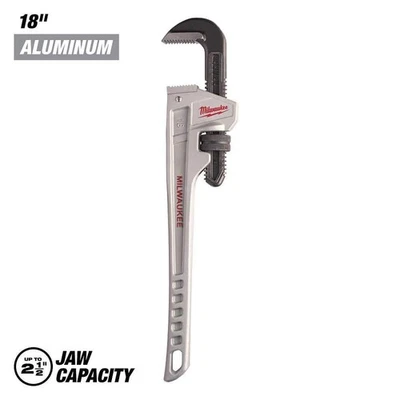 Milwaukee Pipe Wrench 18" x 2-1/2" Aluminum Adjustable w/ Ergonomic Handle Form - Image 1 of 4
