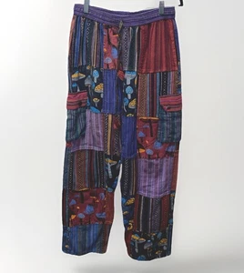 Pantalone patchwork RISING INTERNATIONAL tasche donna funghi hippy boho taglia XL - Foto 1 di 7