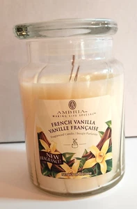 Vtg Ambria FRENCH VANILLA 20 oz Jar Candle, Never Used - Picture 1 of 6