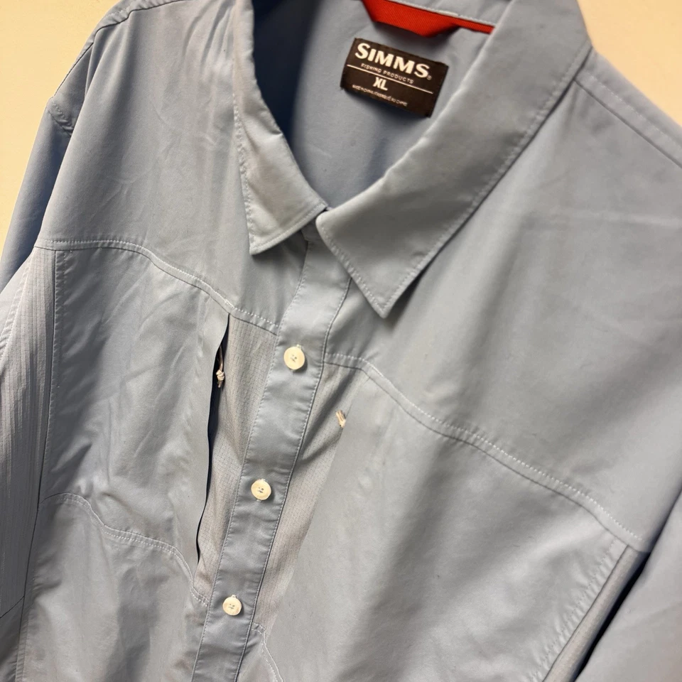 Simms Fishing Shirt Mens XL Blue Long Sleeve Lightweight Performance - Image 1 of 4