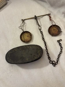 Antique Pocket Cased Balance Pan Coin Scales steel case Eagle Early 1800s NR - Picture 1 of 18