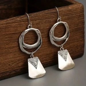 Bohemian Drop Earrings Women Silver Plated Jewelry Geometric Dangle Earrings - Picture 1 of 7