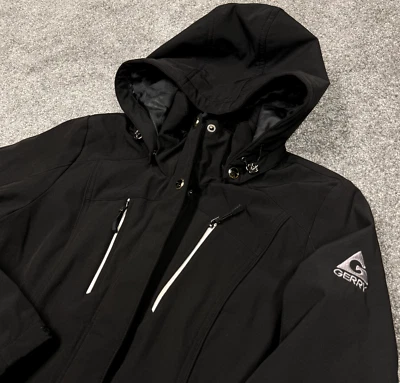 Gerry Jacket Women Small Black Parka Zip Up Winter Coat Lined Hood Pockets - Image 1 of 4