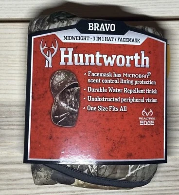 Huntworth Realtree Edge Bravo Face Cover Water Repellent Hat One Size NWT - Image 1 of 2