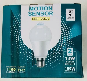 Motion Sensor Activated Standard Light Bulb - Pack of 2 - Picture 1 of 3