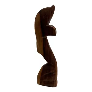 14 Zoll handgeschnitzte Delfin Statue aus Olivenholz - signierte dekorative Skulptur - Bild 1 von 24