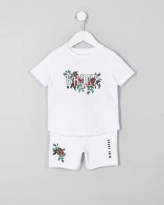 River Island Toddler Boys 'Bronx' Floral Print Short Sleeve T-Shirt Outfit - Picture 1 of 3