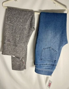 NEW w/ Tags Bundle - 2 Justice Girls Blue Jeans Size 12 Gray Leggings Size 14/16 - Picture 1 of 11