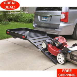 Folding Aluminum Hitch Cargo Carrier 3 Position Ramp For Mobility 500lb Capacity - Picture 1 of 12