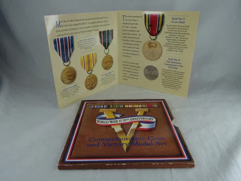 1991-1995 World War 2 II 50th Anniversary Coin and Victory Medal Set US Mint Cover