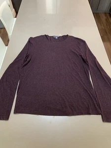 $168 John Varvatos Collection Cotton Modal Long Sleeve Crew Burgundy Maroon M - Picture 1 of 4
