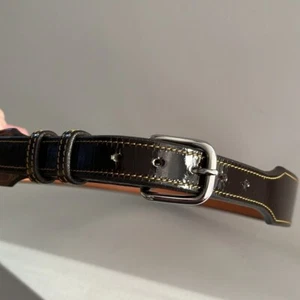 ENDRES Brown Patent Leather Shiny Belt Silver Tone Brass Buckle Western Handmade - Picture 1 of 14