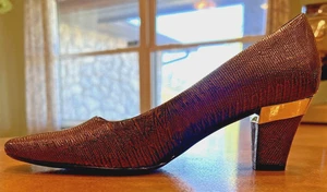 J RENEE Heels Shoes Women's 6.5 MARY Square Toe Vegan Faux Croc FREE SHIPPING! - Picture 1 of 9