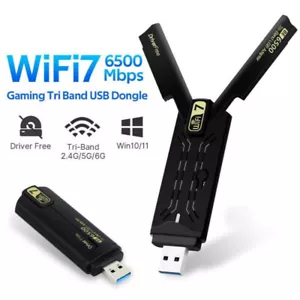 FENVi BE6500 WiFi 7 USB Adapter Tri-Band 6GHz 5GHz 2.4GHz Wireless USB Wifi Card - Picture 1 of 7