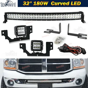 32" 180W LED Curved Light Bar Lower Bumper Bracket Kits For Dodge RAM 2500 3500 - Picture 1 of 11