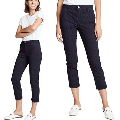 Current Elliott The Confidant Navy Pinstripe Crop Trousers Straight Pants 28 - Image 1 of 4