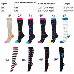 Calcetines de compresión enfermería médica viaje crossfit deportes para mujeres hombres 21-59 cm - Imagen 1 de 18