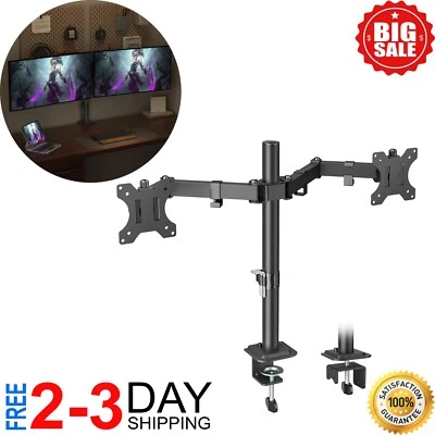 BRANDED Dual Monitor Mount, Dual Monitor Stand for Two 17"-32" Flat/Curved Computer Dual
