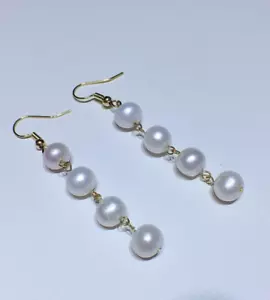Pendientes perlas blancas mar sur natural 8-9 mm - Imagen 1 de 1