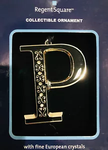 Monogram Letter P Black European Crystals Christmas Ornament #2 - Picture 1 of 1