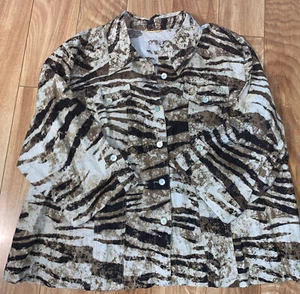 ruby rd 2x Soft Animal Print Linen Button Top/jacket - Picture 1 of 4