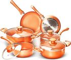 10pcs Cookware Set Ceramic Nonstick Soup Pot/Milk Pot/Frying Pans Set | Copper