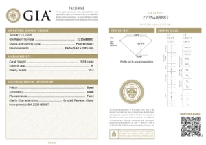 GIA Certified 1.03 Ct H VS2 Pear Brilliant Diamond - Picture 1 of 5