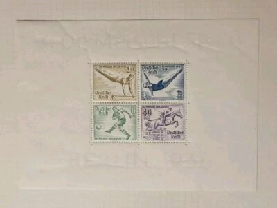 Scott #B91, 1936 German Souvenir Sheet Of 4 MH, On Collector Sheet  - Image 1 of 4