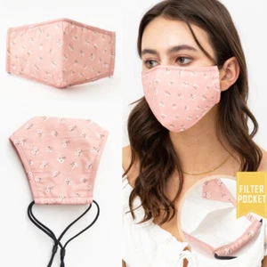 Quality Reusable Adult Cotton Fashion Face Mask Filter Pocket Nose Wire Pretty - Picture 1 of 169