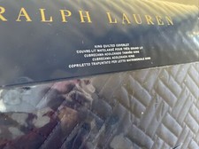 Ralph Lauren Greenwich Polo Navy Blue Quilted King Coverlet & 2 Euro Shams 3pc