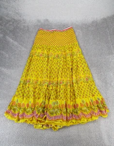 Tanvi Kedia Skirt Womens 8 Yellow Floral Long NEW - Picture 1 of 9