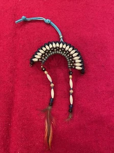 Vintage Bead & Safety Pin Craft Western Tribal Headdress Ornament Wall Hanging  - Picture 1 of 8