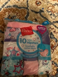 NWT Hanes Girls Hipsters Panties Underwear 10 pairs SZ 14 - Picture 1 of 3