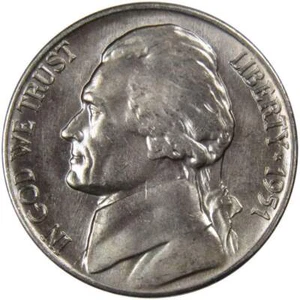 1951 D Jefferson Nickel 5 Cent Piece BU Uncirculated Mint State 5c US Coin - Picture 1 of 2