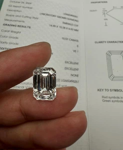 IGI Certified 10CT Emerald Cut Lab Grown Diamond Loose Stone E/VVS Jewelry Make - Picture 1 of 10