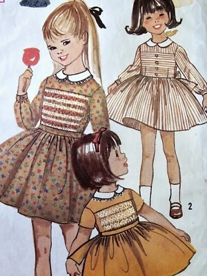 1960s Full Skirt Smocking Babydoll Dress Simplicity 6249 Sewing Pattern - Image 1 of 3