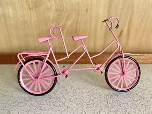 VINTAGE 80s Pink Tandem Metal Bicycle Bike Ornament Dolls House Miniature Kitsch - Picture 1 of 5