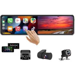 3 Cameras Dash Cam Carplay Android Auto 2.5K 2560*1440P Car Rearview Mirror DVR - Picture 1 of 10