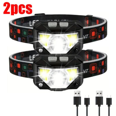 MARKENLOS LED Headlight USB Rechargeable Headlamp Waterproof Head Torch Camping Light New