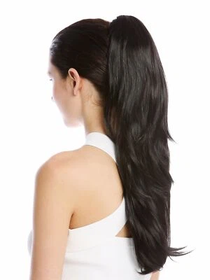 WIG ME UP Haarteil Zopf Pferdeschwanz lang glatt geschwungen Schwarz 45cm TZB-26A