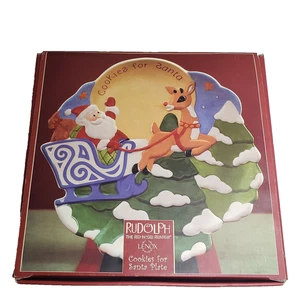 LENOX Rudolph la renna dal naso rosso biscotti in rilievo per piatto Babbo Natale - Foto 1 di 6