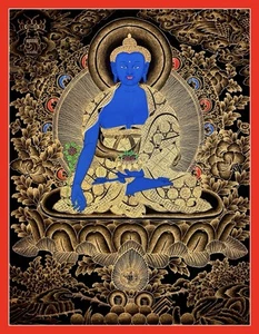 Rare hand painted Tibetan Medicine buddha mandala Thangka painting Om yoga 21 - Picture 1 of 7