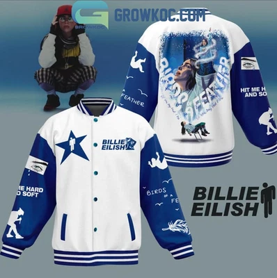 Billie Eilish Bird Feather Hit Me Hard And Soft Baseball Jacket - Image 1 of 2