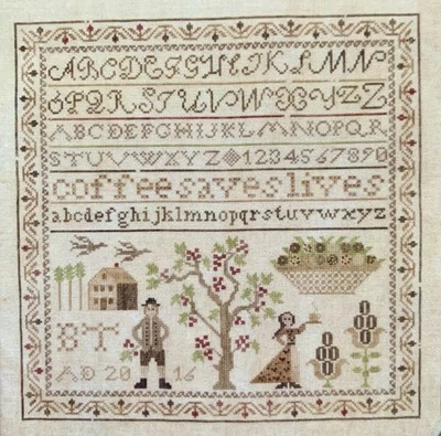 Coffee Saves Lives Heartstring Samplery Magic Elixir Part 1 Cross Stitch Chart - Image 1 of 3