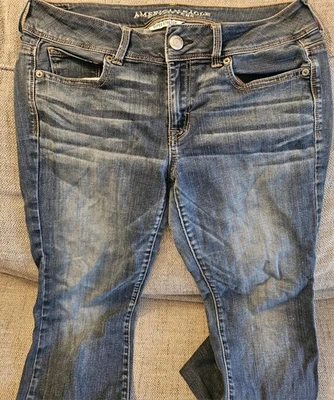 Женские джинсы American Eagle Kick Boot Super Stretch Bootcut размер 10 короткие 10s C13 - Изображение 1 из 3