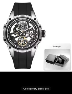 MEGIR Sports Automatic Mechanical Skeleton Dial Watch For Men Stainless Steel - Picture 1 of 7